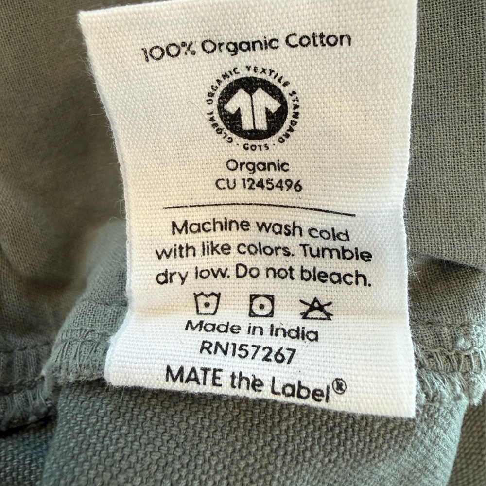 Mate The Label Organic Cotton Canvas Cargo Pants NWT Size XL - Picture 9 of 9